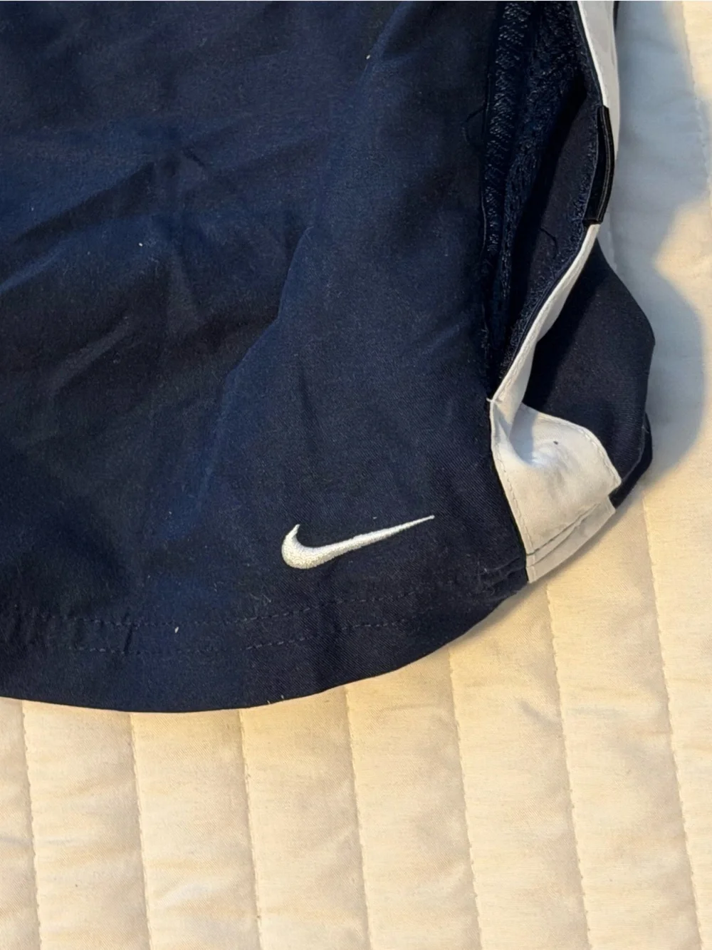 Nike Men's Navy/White Solid Swim Shorts 2XL Lined Elastic Waist Drawstring O20
